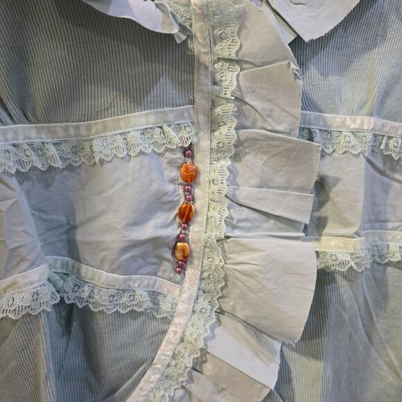 Aryeh ✦ Mint Green Ruffle Lace Long Sleeve Blouse ✦ Boho Romantic Feminine L - Picture 8 of 11